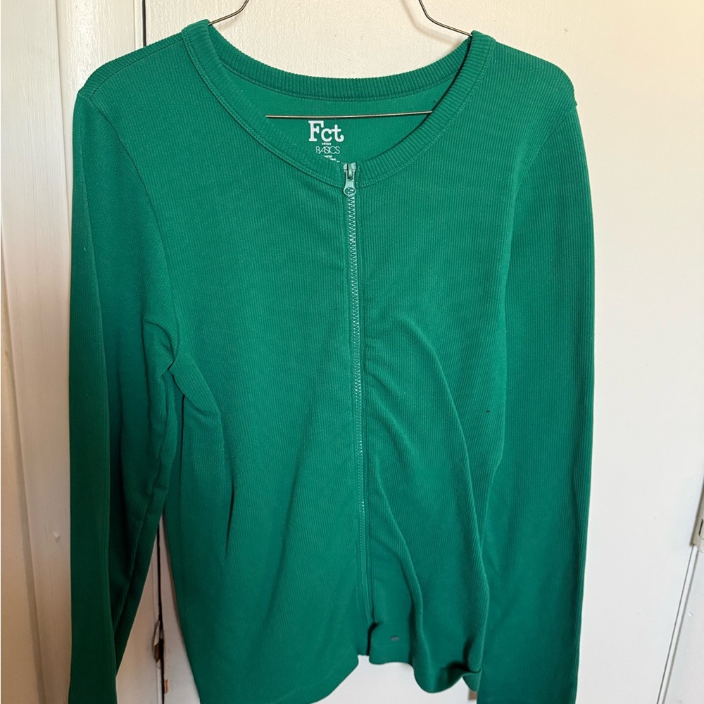 Fct Green Zip-Front Long Sleeve Top